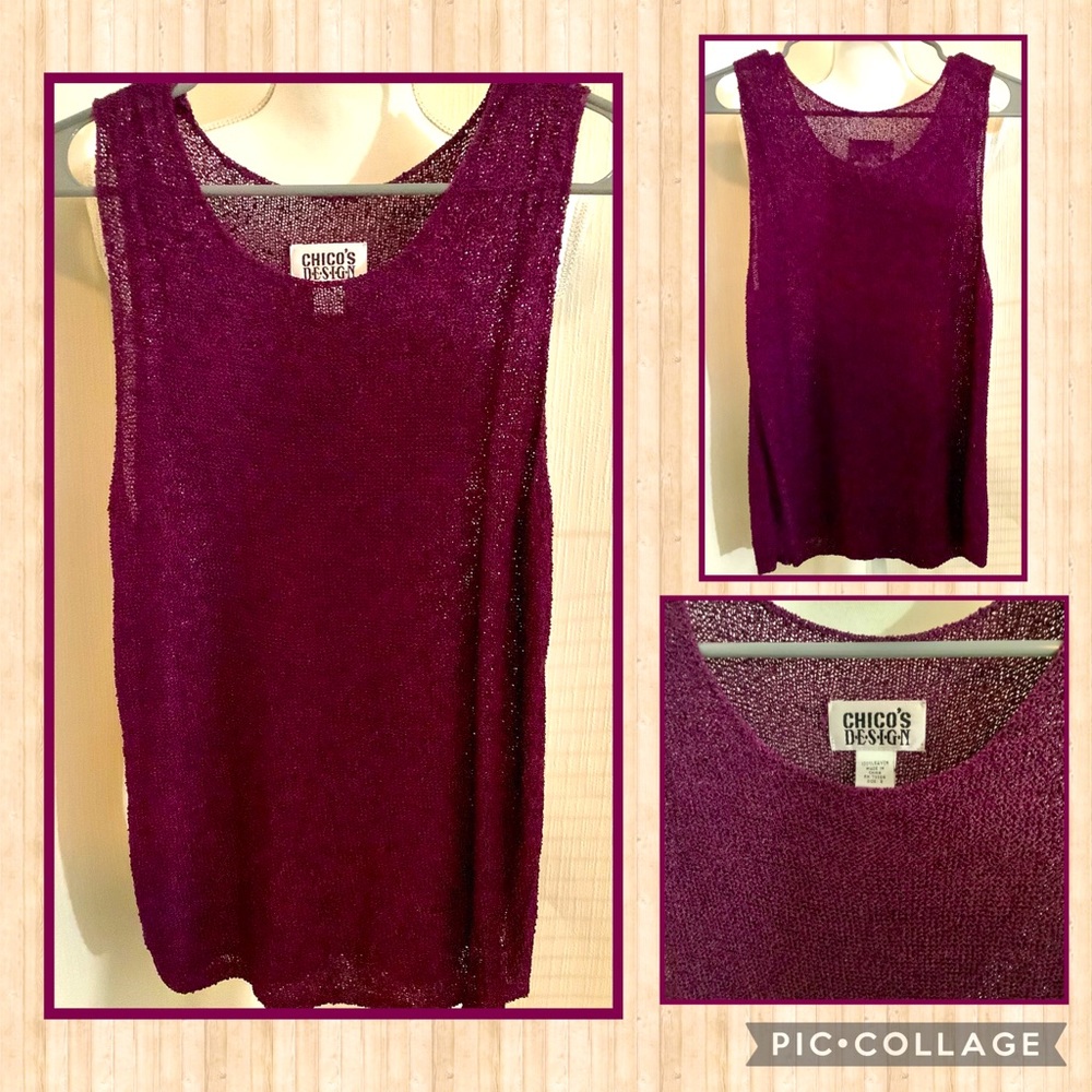 ✨5/$15 Chico’s Overlay Top in Merlot✨